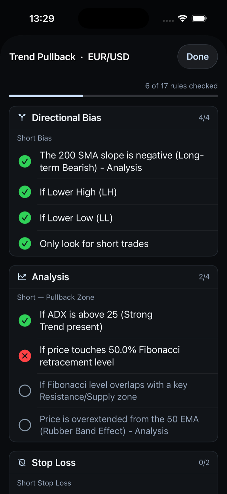 Strategy Flow checklist in progress